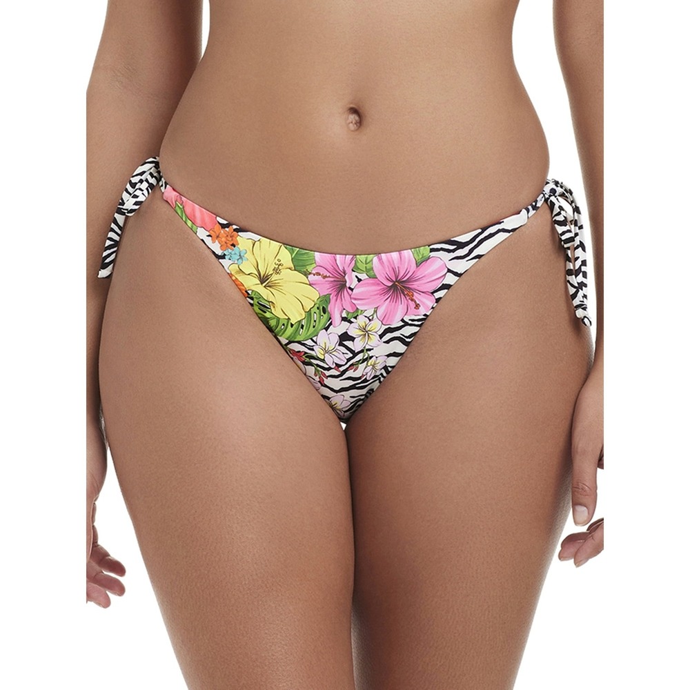 Jessica Simpson Womens Zebra Tropical Floral Reversible Bikini Bottom XXL NWT